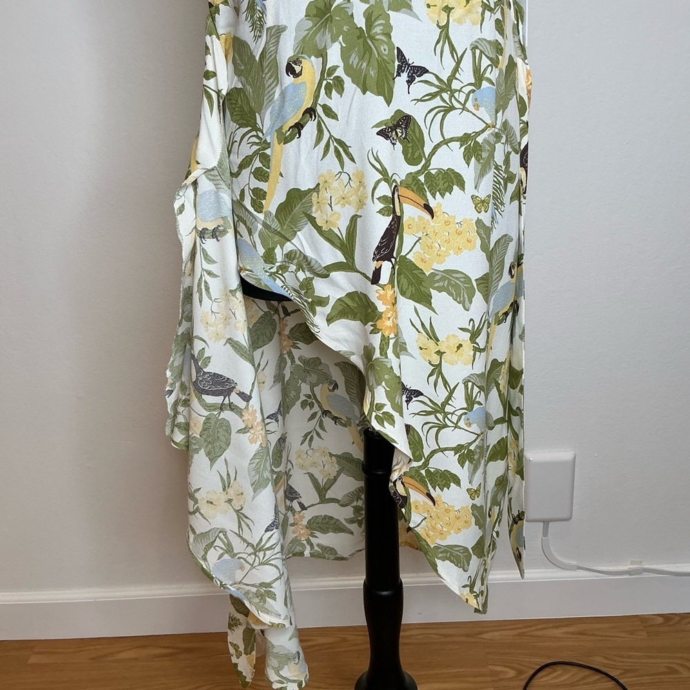 Reformation Rianne Tropics  Toucan Bird and Leaves Print Wrap Dress Size 12 - Picture 8 of 16